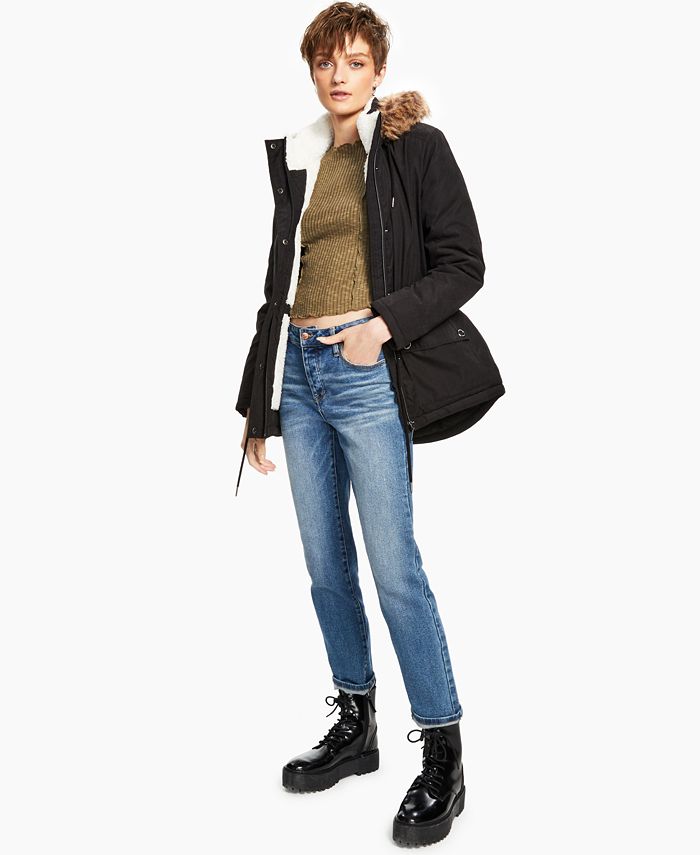 Coffeeshop Junior's Faux Trim Hooded Black Size X Small