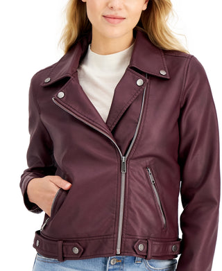 Coffeeshop Junior's Faux Leather Moto Jacket Red Size X-Large