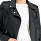 Coffeeshop Junior's Faux Leather Fringe Moto Jacket Black Size Medium
