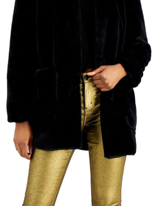 Coffeeshop Junior's Leopard Faux Fur Coat Black Size Medium