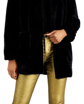 Coffeeshop Junior's Leopard Faux Coat Black Size X-Large