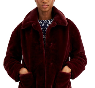 Coffeeshop Junior's Leopard Faux Coat Red Size X-Small