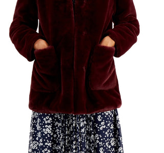 Coffeeshop Junior's Leopard Faux Coat Red Size X-Small