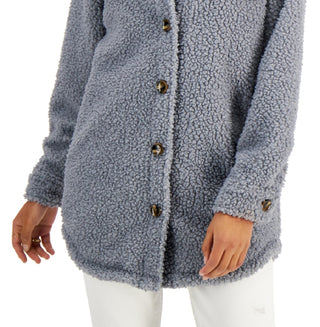 Coffeeshop Women's Fleece Shirt Jacket Blue Size Medium