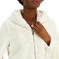 Coffeeshop Junior's Hooded Fringe Faux Coat White Size Medium