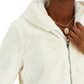Coffeeshop Junior's Hooded Fringe Faux Coat White Size Medium