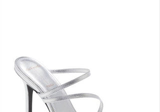 BLACK SUEDE STUDIO Cindy Stiletto Sandal in Silver Nappa Leather Size 8.5Us