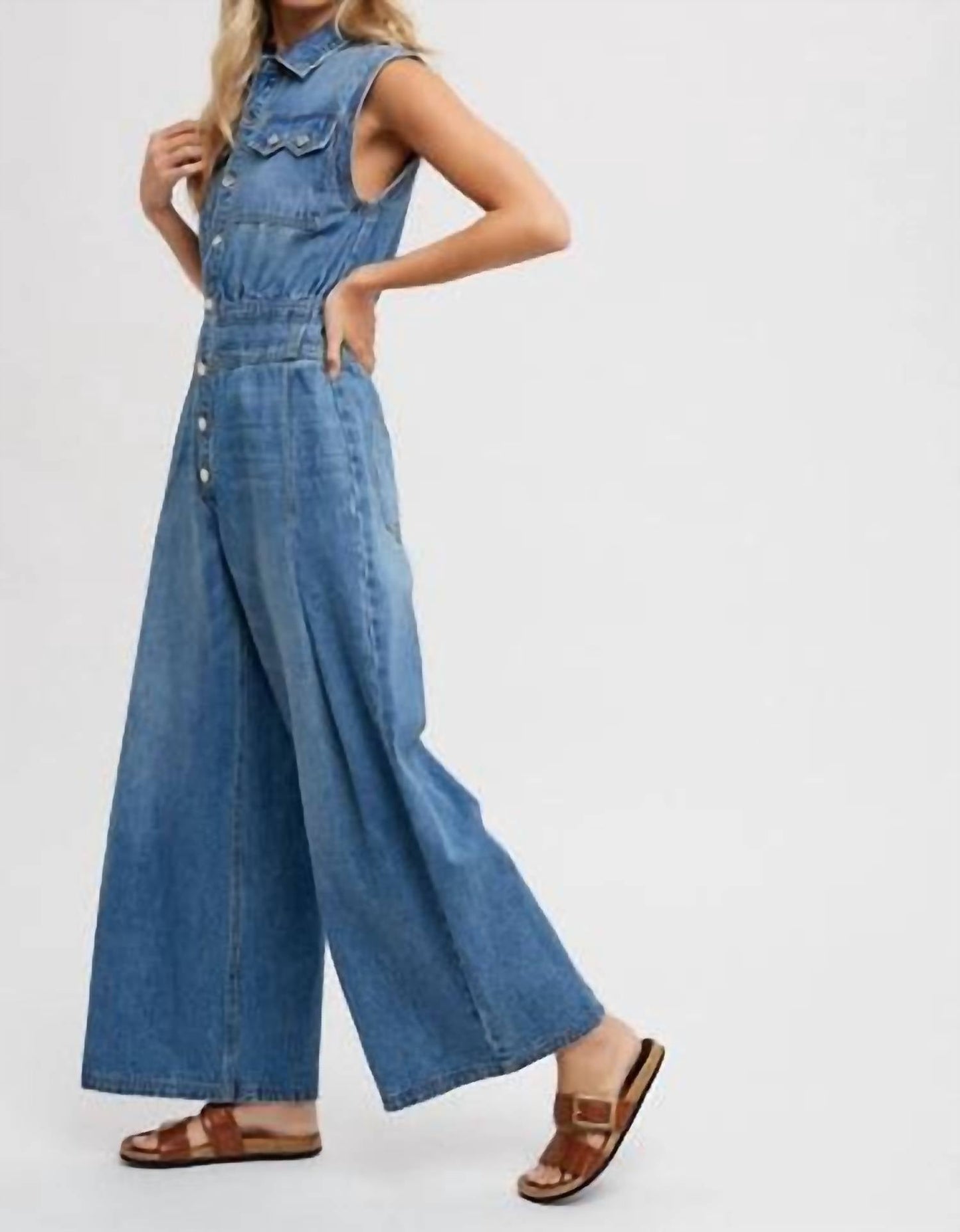 Bluivy - Denim Sleeveless Jumpsuit