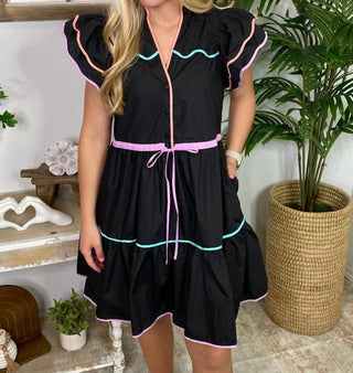 Entro - Short Dress With Colored Edges