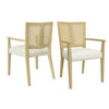 Mid Century Modern Arm Dining Chairs With Rattan Backrest