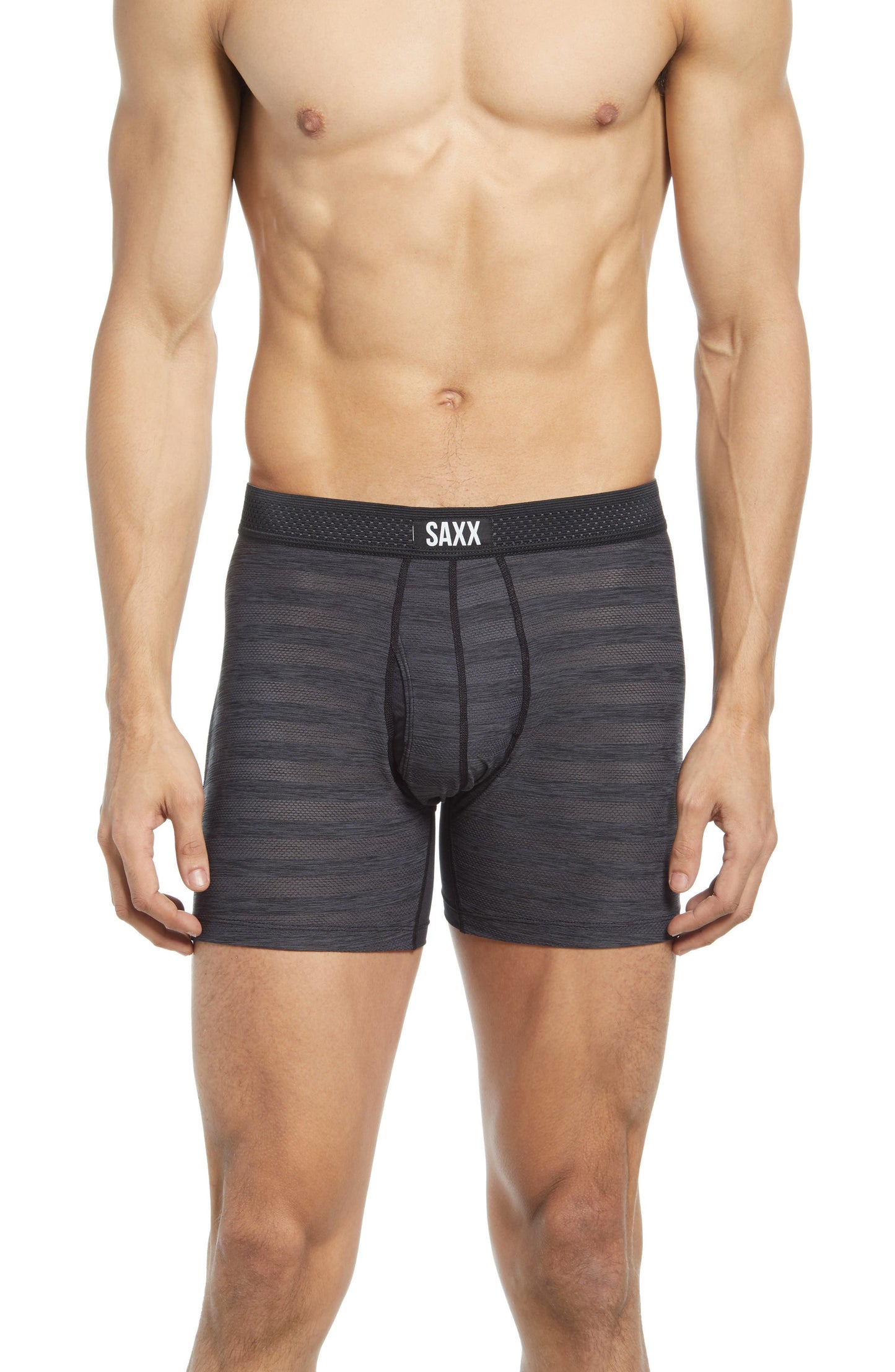 Saxx Hot Men's Shot Stripe Performance Boxer Briefs Black Size X-Large