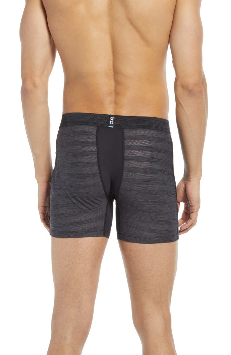 Saxx Hot Men's Shot Stripe Performance Boxer Briefs Black Size X-Large