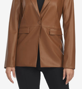 Laundry By Shelli Segal Women's Leather Blazer Brown Size Medium