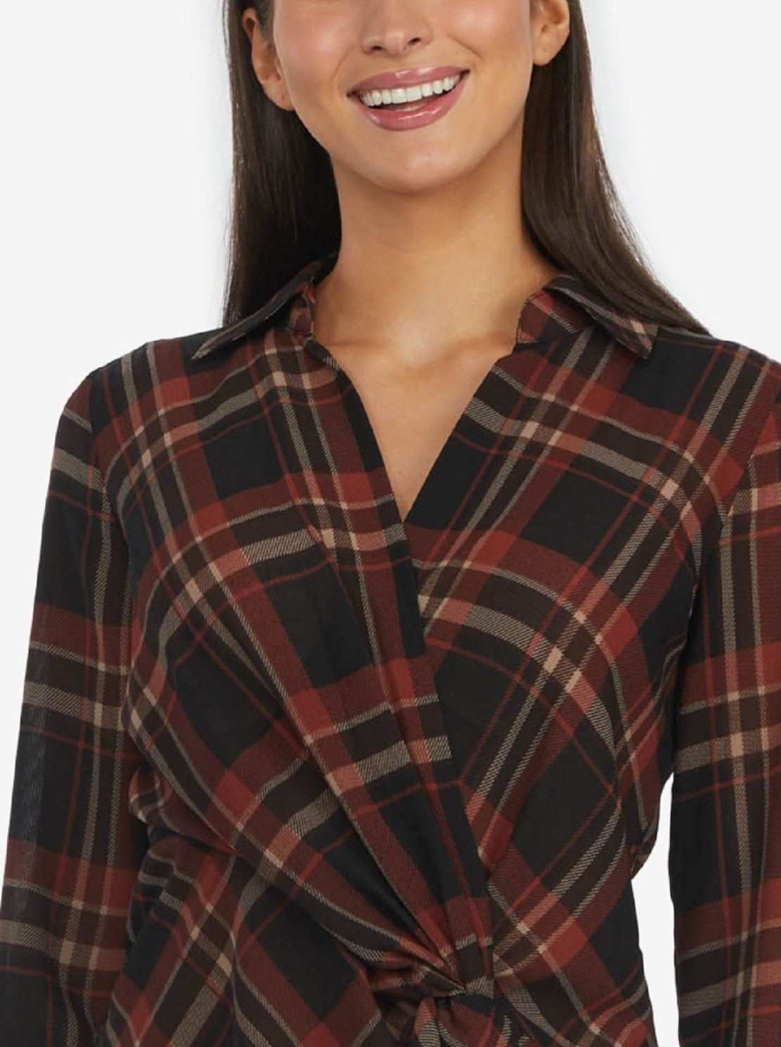 Laundry By Shelli Segal Women's Front Knot Blouse Red Size Large