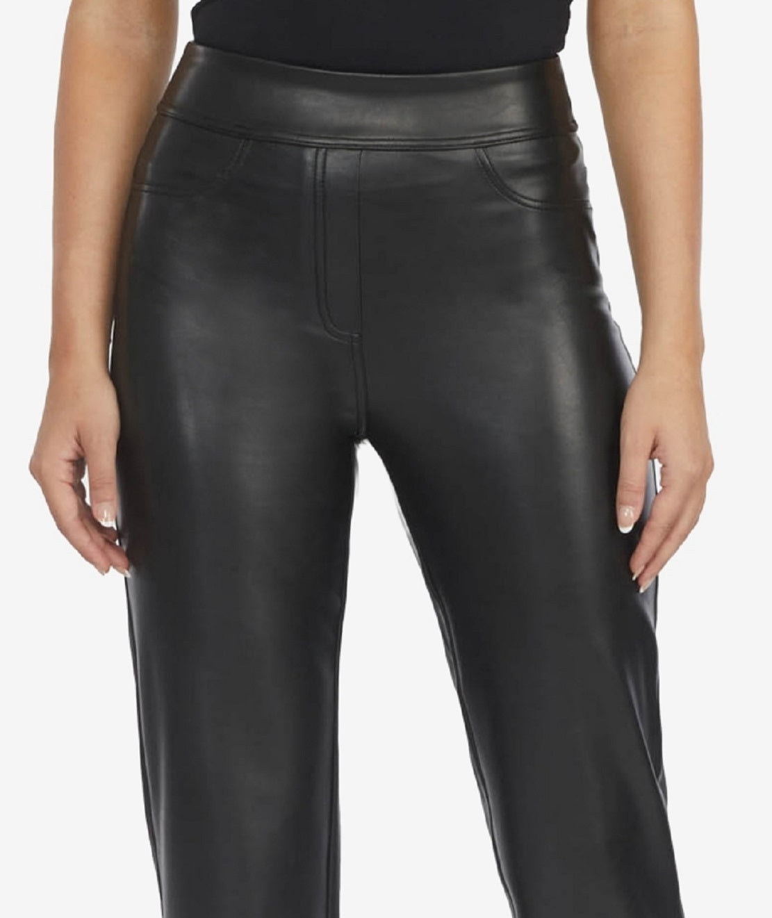 Laundry By Shelli Segal Women's Faux Leather Straight Leg Pants Black Size X-Small