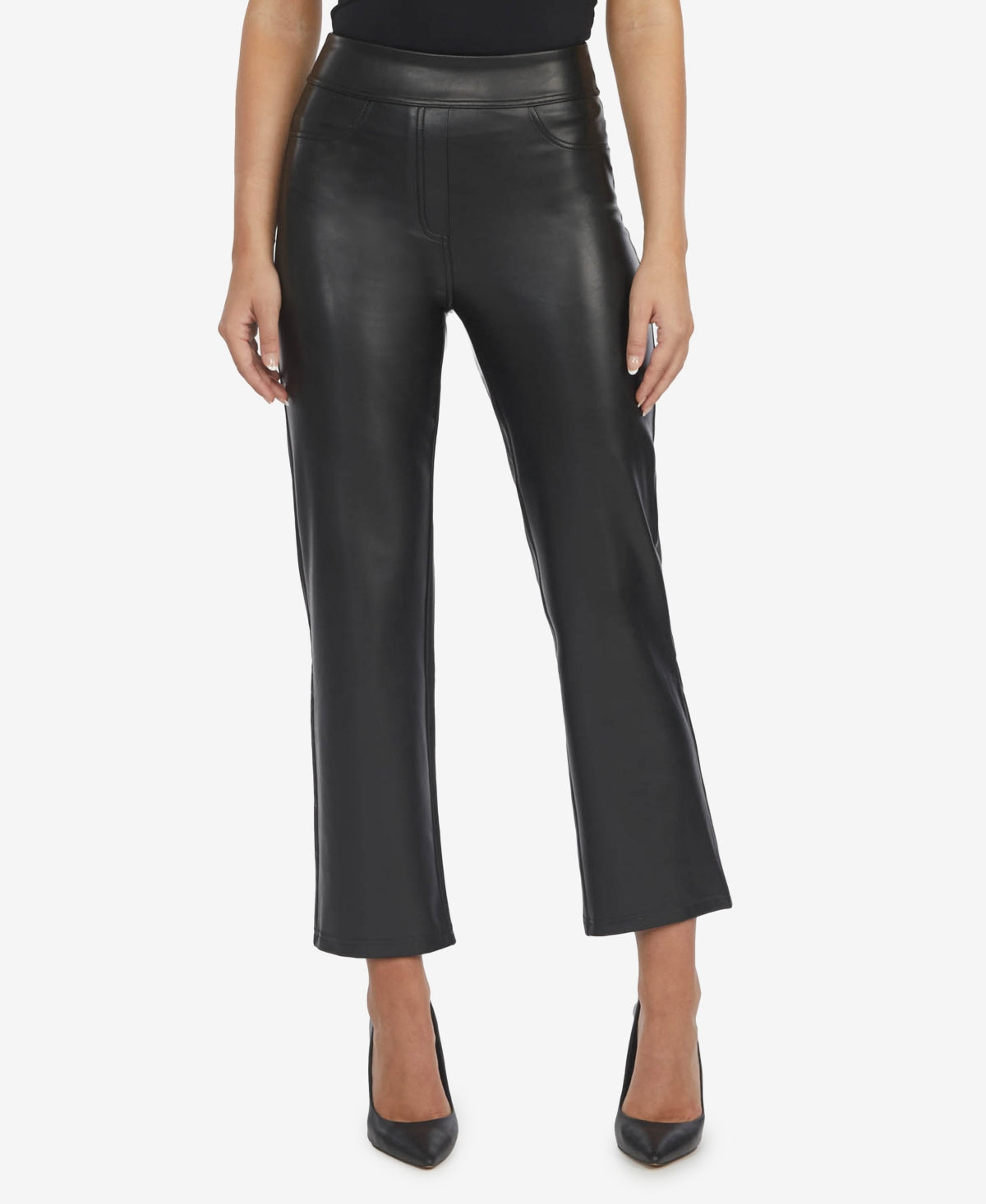 Laundry By Shelli Segal Women's Faux Leather Straight Leg Pants Black Size X-Small