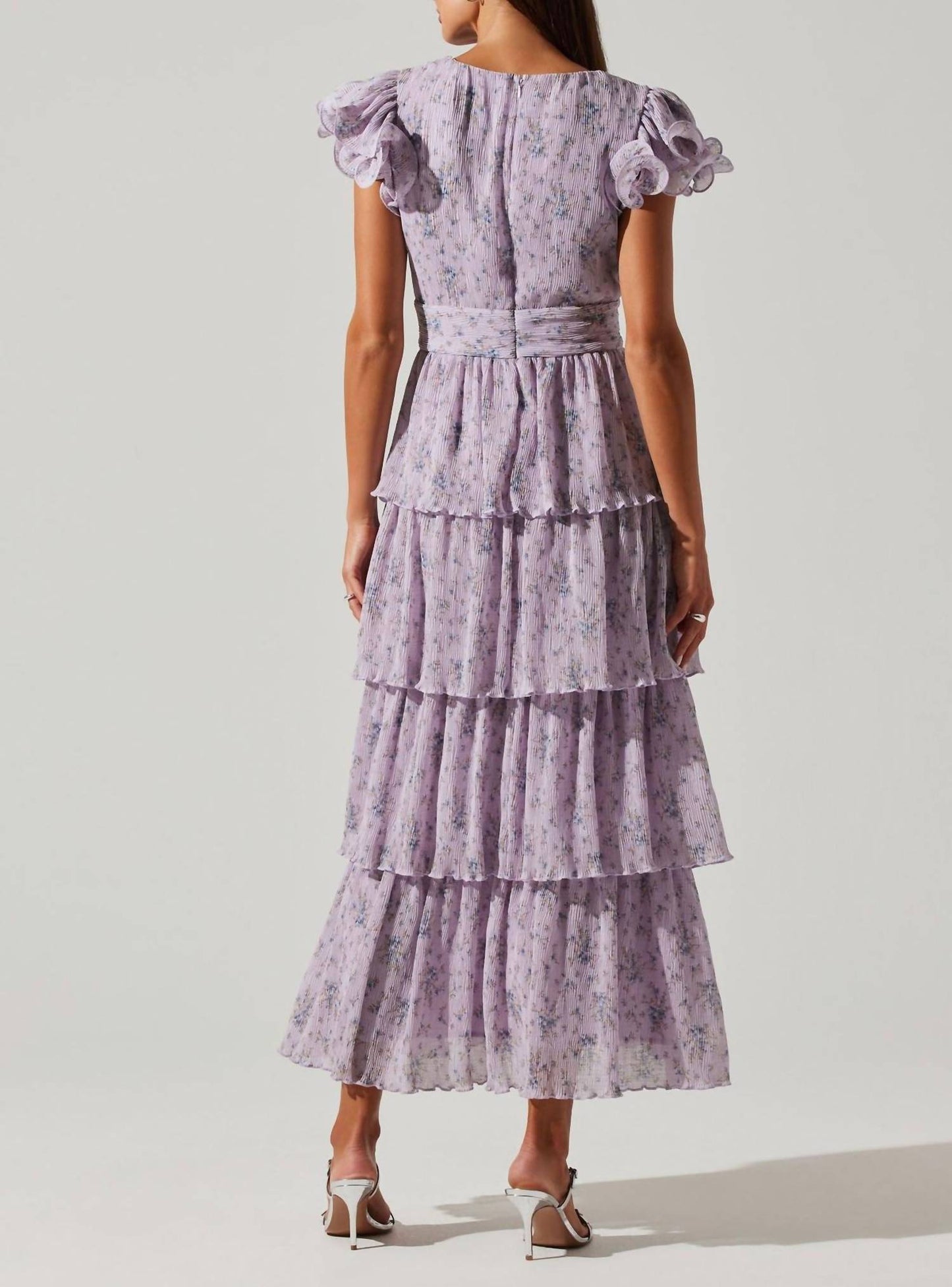 Astr - Emporia Floral Pleated Tiered Midi Dress