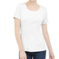 Karen Scott Women's Short Sleeve Scoop Neck Top White Size Large