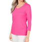 Karen Scott Women's Cotton V Neck Button Trim Top Pink Size X-Small
