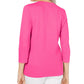 Karen Scott Women's Cotton V Neck Button Trim Top Pink Size X-Small