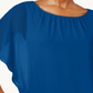 JM Collection Women's Blue Steel Blouson Top Size Petite Large