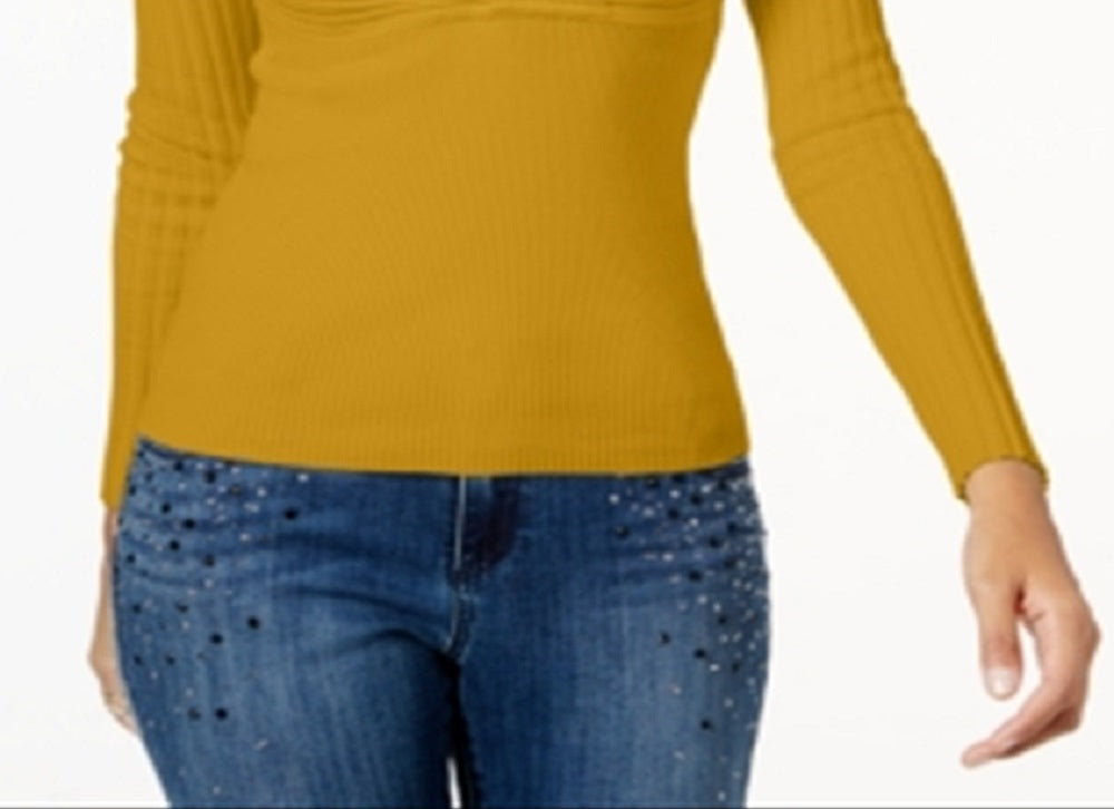 INC International Concepts Women's Ribbed Surplice Sweater Yellow Size X-Large