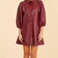 Dolce Cabo - Puff Sleeves Faux Leather Dress