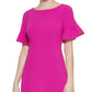 Jessica Howard Women's Ruffle Sleeve Scuba Crepe Midi Dress Pink Size 10