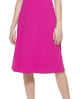Jessica Howard Women's Ruffle Sleeve Scuba Crepe Midi Dress Pink Size 10