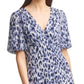 Jessica Howard Women's Cheetah-Print Midi Dress Blue Size 14 Petite