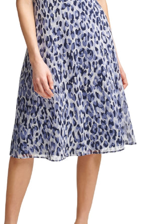 Jessica Howard Women's Cheetah-Print Midi Dress Blue Size 14 Petite