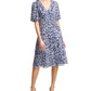Jessica Howard Women's Cheetah-Print Midi Dress Blue Size 14 Petite