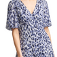 Jessica Howard Women's Cheetah-Print Midi Dress Blue Size 14 Petite