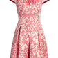 Vince Camuto Women's Floral Metallic Jacquard Fit & Flare Dress Orange Size 8