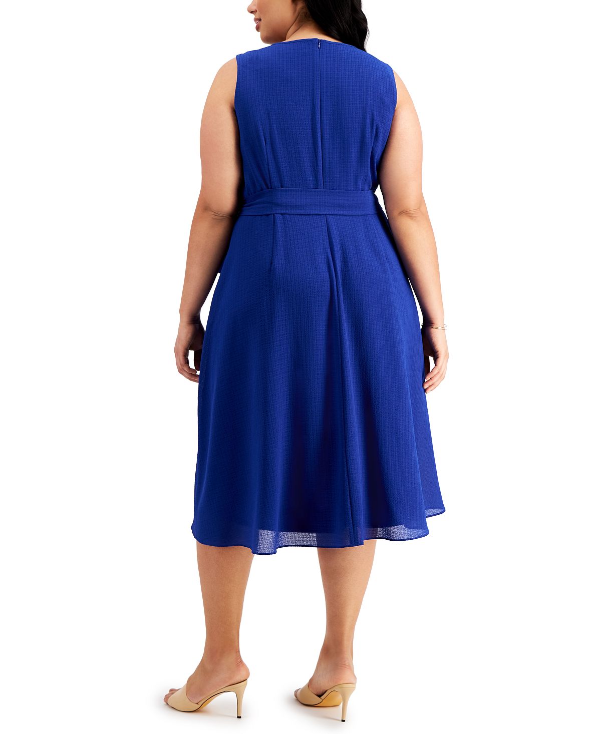 Jessica Howard Women's Ruffled Midi Dress Blue Size 22W
