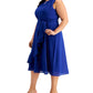Jessica Howard Women's Ruffled Midi Dress Blue Size 22W