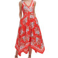 Vince Camuto Women's Sleeveless Handkerchief Hem Midi Dress Red Size 12