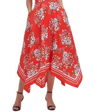 Vince Camuto Women's Sleeveless Handkerchief Hem Midi Dress Red Size 12