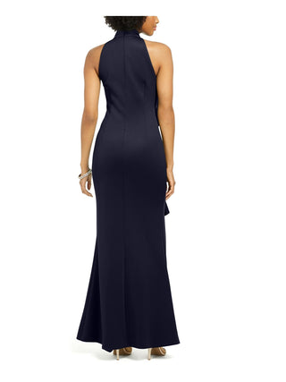 Jessica Howard Women's Ruffled Front Halter Gown Blue Size 14