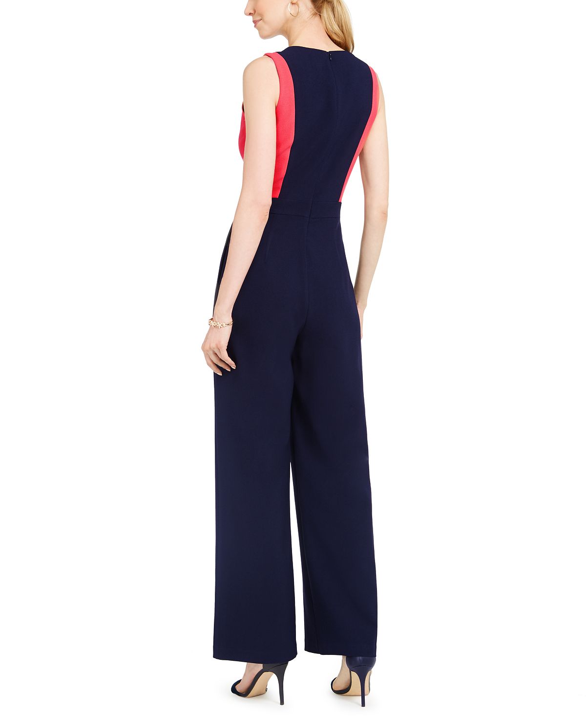 Vince Camuto Women's Colorblocked Jumpsuit Red Size 8