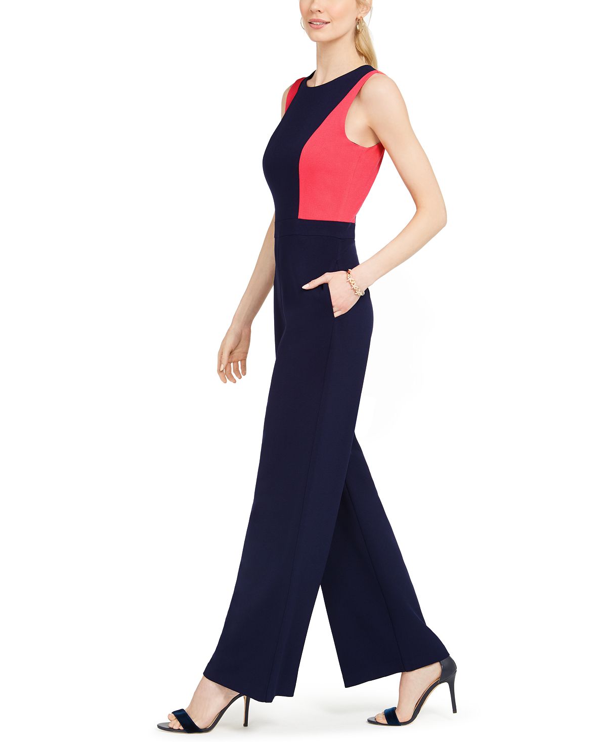 Vince Camuto Women's Colorblocked Jumpsuit Red Size 8