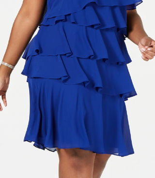Jessica Howard Women's Chiffon Tiered Dress Blue Size 20W
