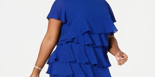 Jessica Howard Women's Chiffon Tiered Dress Blue Size 20W