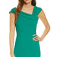 Vince Camuto Women's Asymmetrical Neck Cocktail Dress Green Size 14