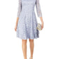 Jessica Howard Women's Sequined Lace A Line Dress Blue Size 12 Petite
