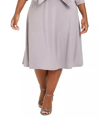 Jessica Howard Women's Midi Dress & Glitter Animal Print Jacket Gray Size 18W