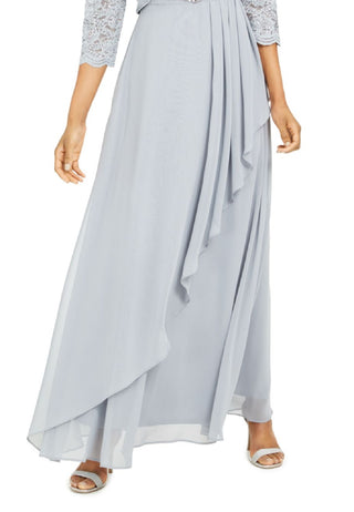 Jessica Howard Women's Embellished Jacket & Ruffled Gown Blue Size 16