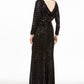 Vince Camuto Women's Ruched Glitter Gown Black Size 12