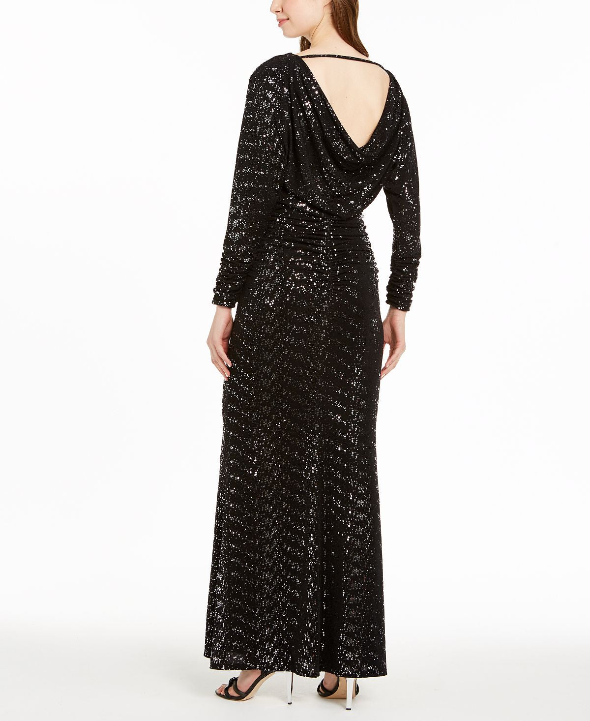 Vince Camuto Women's Ruched Glitter Gown Black Size 12