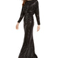 Vince Camuto Women's Ruched Glitter Gown Black Size 12